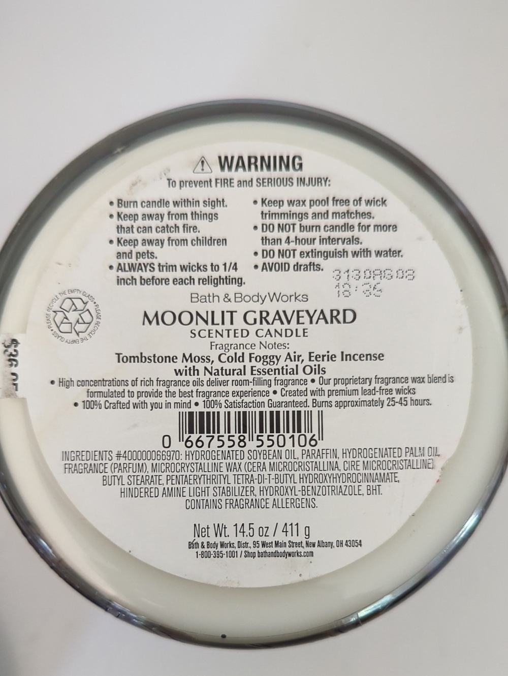 Bath & Body Works Halloween Moonlit Graveyard 3 Wick Candle - Picture 5 of 5